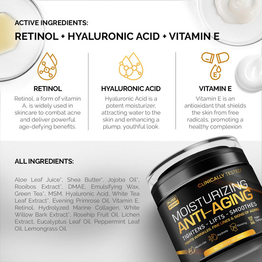 Men's Hydrating Face Cream Moisturizer for Anti-Aging, Collagen, Retinol, and Hyaluronic Acid - 1.7 oz