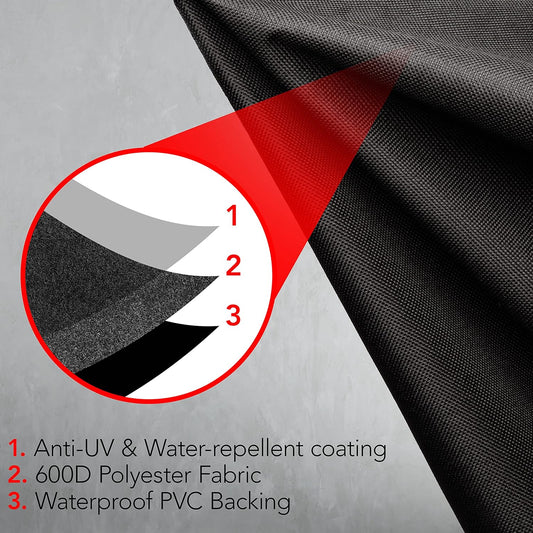 Heavy Duty BBQ Grill Cover for Outdoor Grill, 58 Inch – Waterproof, Weather Resistant, UV & Fade Resistant with Adjustable Straps – Gas Grill Cover for Weber, Genesis, Charbroil, etc. Black