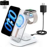 2025 MagSafe 3-in-1 charging station with night light for iPhone, Apple Watch, AirPods travel and bedside use