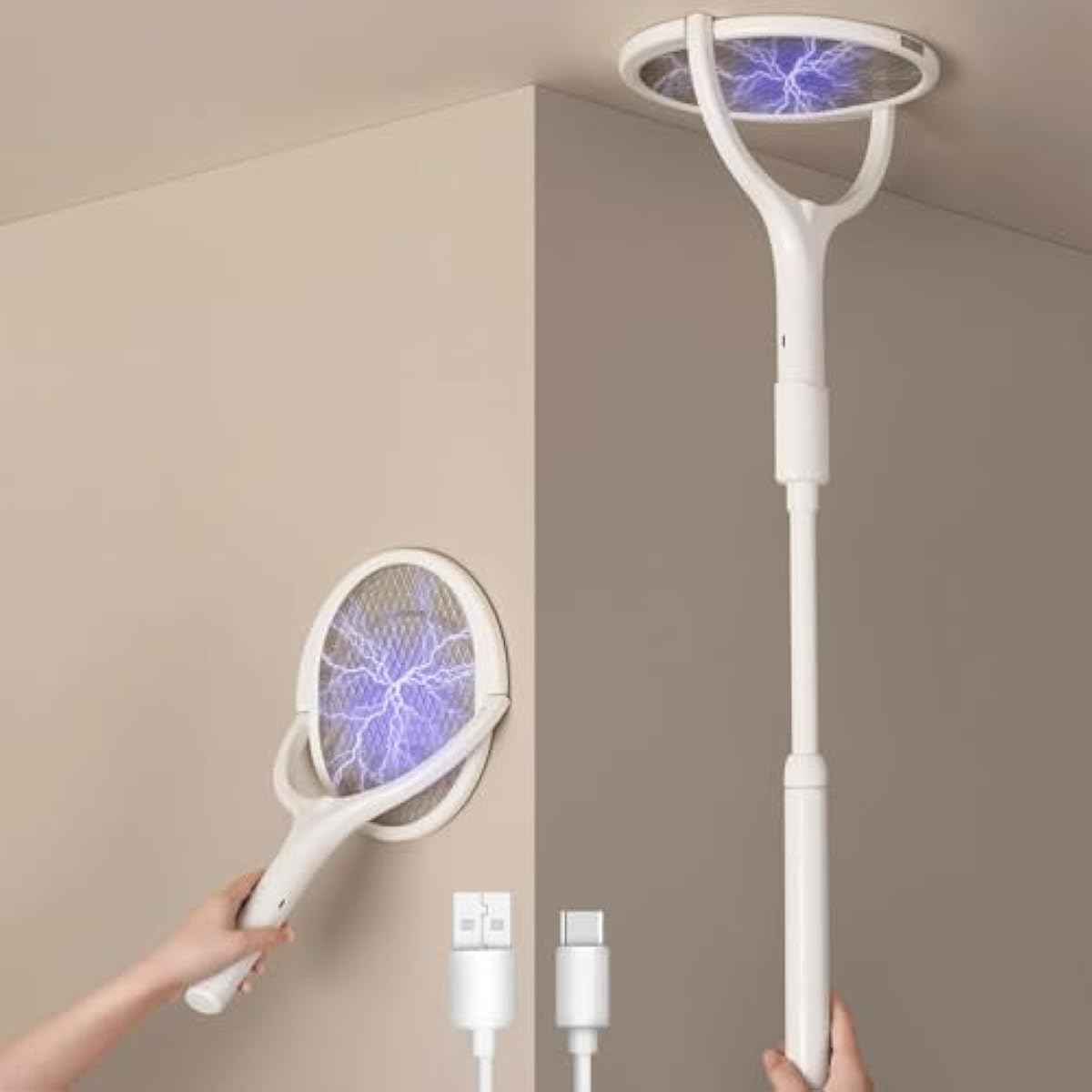 geckoman rotating head rechargeable bug zapper racket mosquito killer indoors