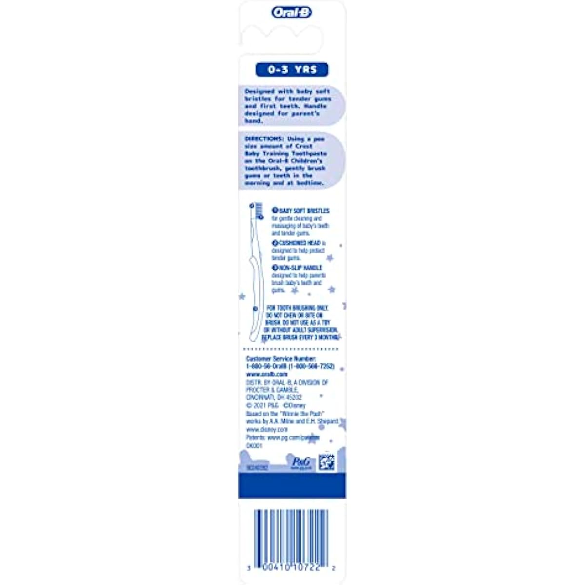 oral-b baby toothbrush pooh 0-3 years baby soft bristles manual 1 count