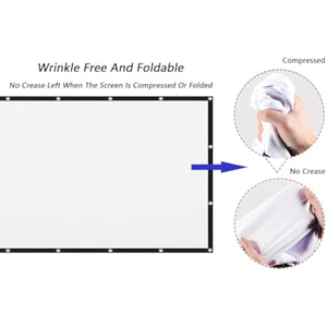 120 inch Projector Screen 16:9 Foldable Anti-Crease Portable Projector Movies Screens for Home Theater Outdoor Indoor Support Double Sided Projection