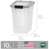iris usa airtight weatherpro pet food storage container, up to 10 lbs, made in usa, clear/gray