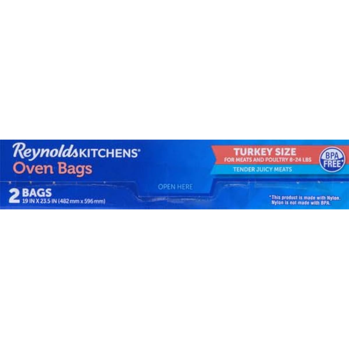 Reynolds Kitchens Turkey Size Oven Bags, 2-count, up to 24 pounds capacity, BPA-free, oven-safe to 400°F