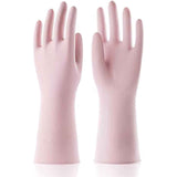COOLJOB Medium Household Rubber Gloves with Cotton Liner & Non-slip Grip, Waterproof Long Lasting Dishwashing Gloves for Kitchen & Bathroom Cleaning, Light Pink, 1 Pair