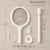 GeckoMan Rotating Head Electric Fly Swatter Racket Rechargeable Bug Zapper Racket Bug Zapper Indoor Fly Zapper Mosquito Zapper Flies Killer for Indoors, with a Telescopic Extension