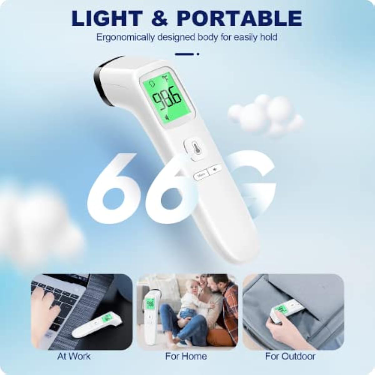 GoodBaby non-contact thermometer for adults and kids, accurate digital baby thermometer with fever alarm and silent mode
