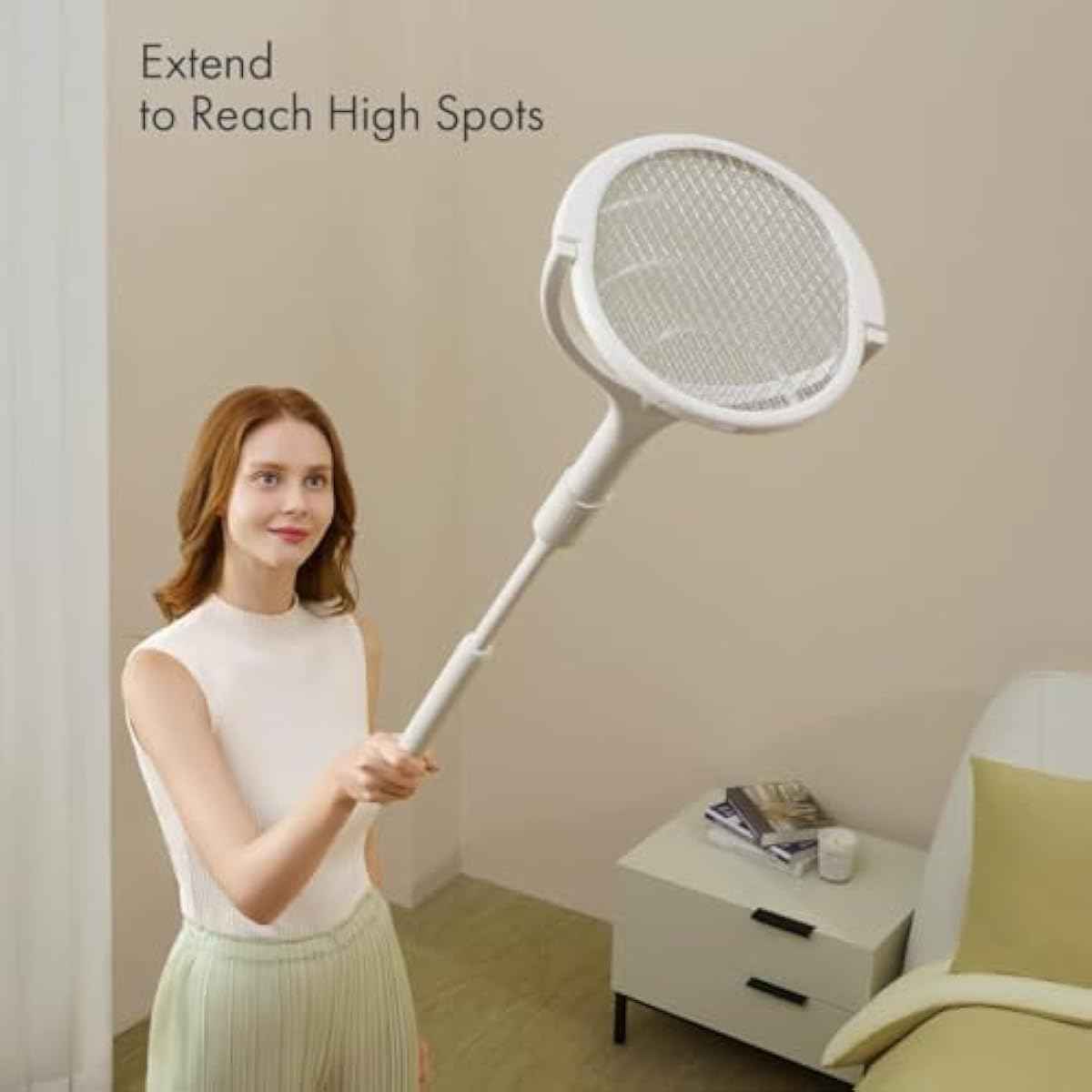 geckoman rotating head rechargeable bug zapper racket mosquito killer indoors