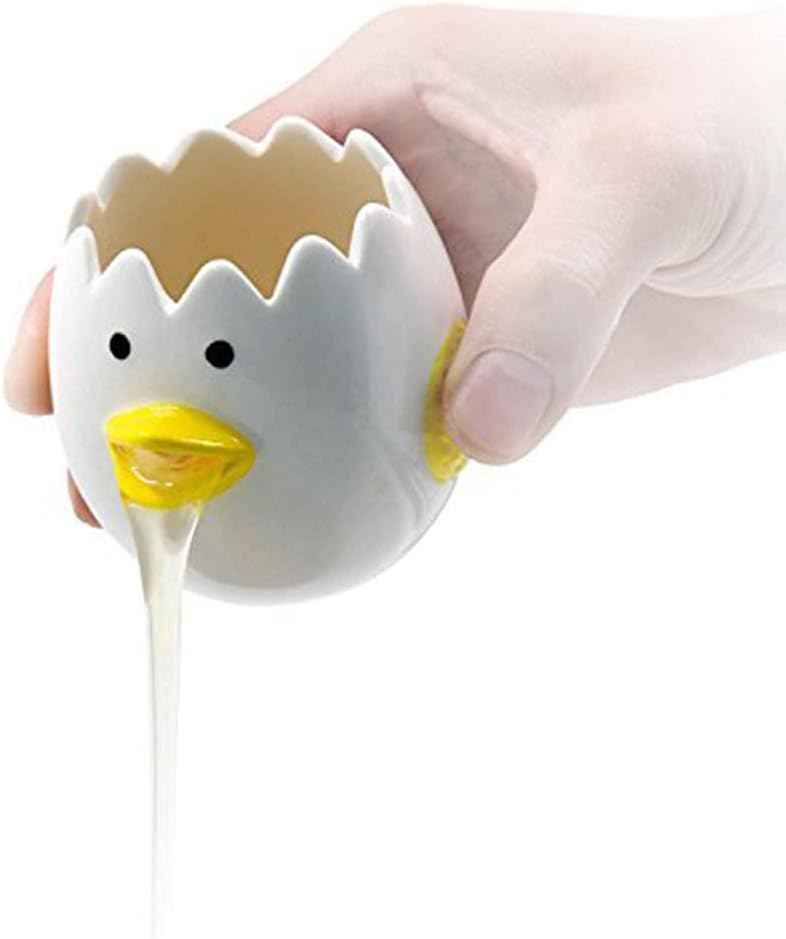 LuoCoCo Cute Egg Separator, Ceramic, Dishwasher Safe, Practical Household Kitchen Gadget Baking Assistant Tool, Yellow