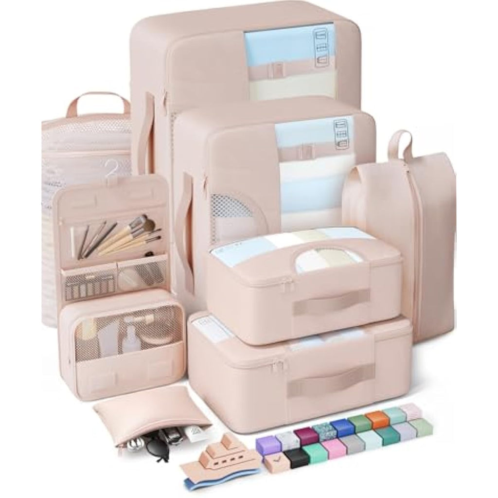 Veken 8 Set Packing Cubes, Cruise Ship Travel Essentials Accessories for Beach Vacation, Personalized Gifts for Women Mom Her, Suitcase Organizer Bags for Luggage with Hanging Toiletry Bag