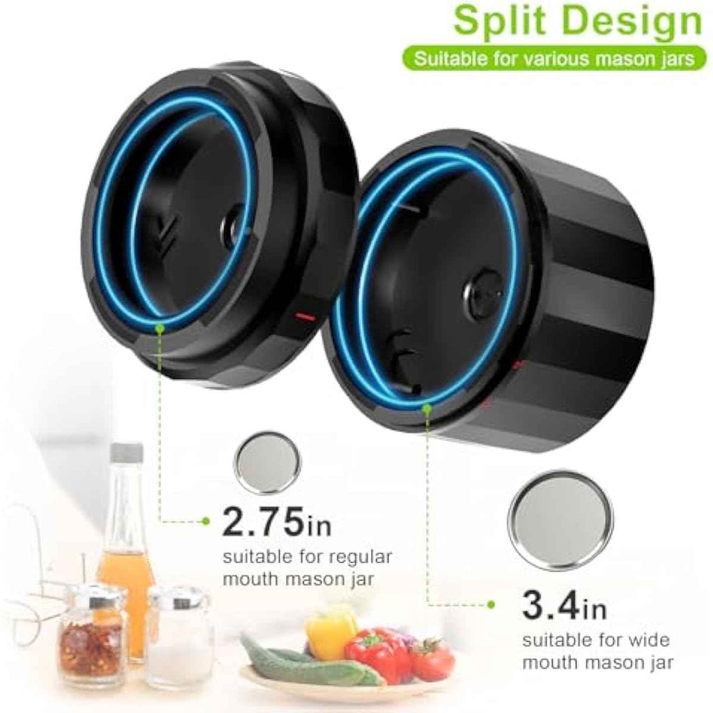 M11 Electric Vacuum Sealer Kit for Wide and Regular Mason Jars with Black Vacuum Sealing Machine and Food Storage Lids