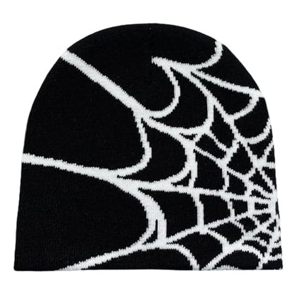 Pooyikoi Y2K Gothic Spider Pattern Wool Acrylic Knitted Hat Women Beanie Winter Warm Beanies Men Casual Skullies Outdoor