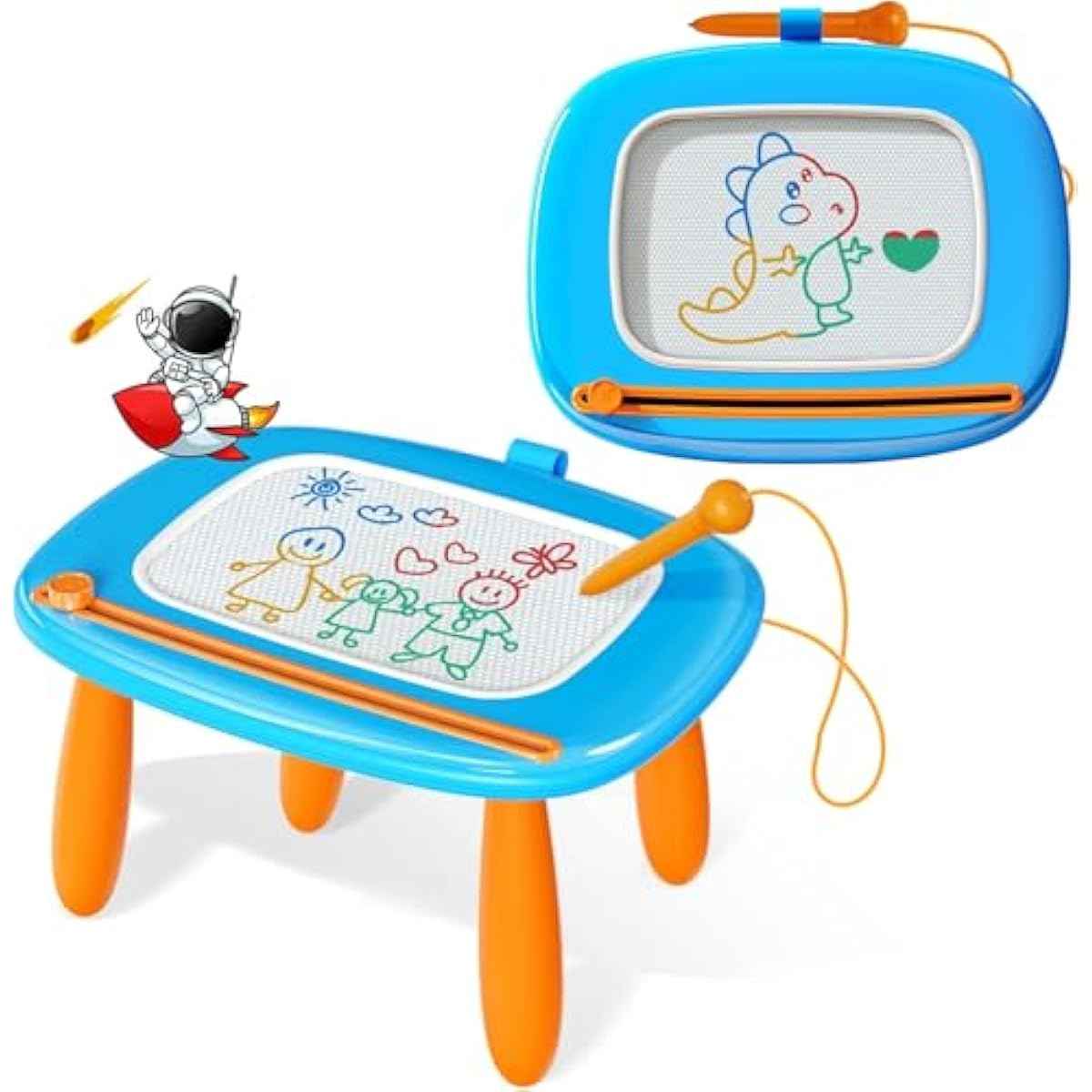 kikidex magnetic drawing board for toddler girl toys learning educational 1 2 3 year old light blue