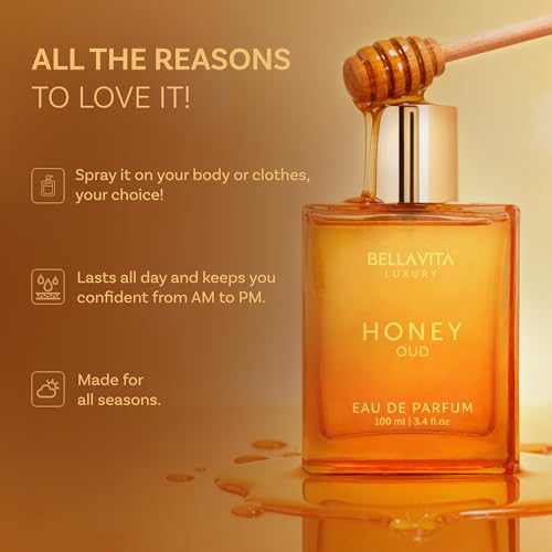 BellaVita Luxury Honey Oud Eau de Parfum 3.4 fl oz unisex fragrance patchouli vanilla bergamot