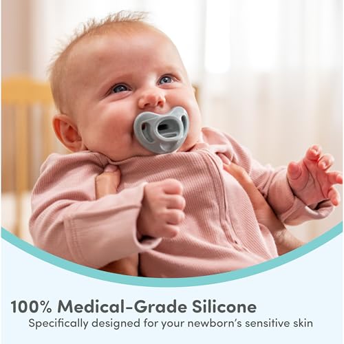 NUK Timeless Comfy Pacifiers for 0-6M Babies | 100% Silicone, BPA-Free, 5-Pack