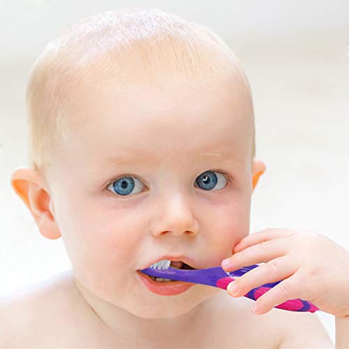 slotic baby toothbrush for 0-2 years, safe and sturdy, toddler oral care teether brush, dentist recommended (4-pack)
