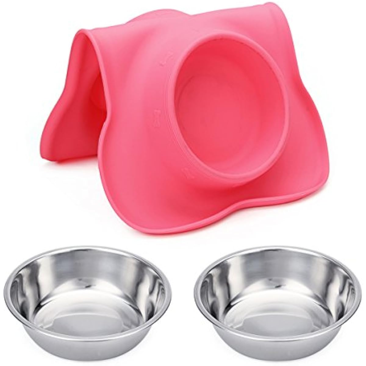 hubulk pet dog bowls 2 stainless steel no spill non skid silicone mat pet food scoop water feeder for small medium large dogs cats