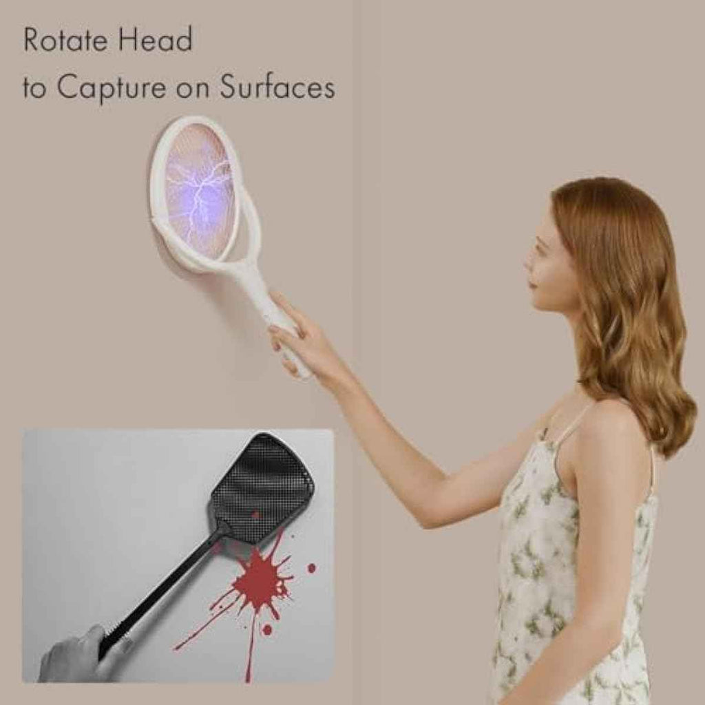 geckoman rotating head rechargeable bug zapper racket mosquito killer indoors