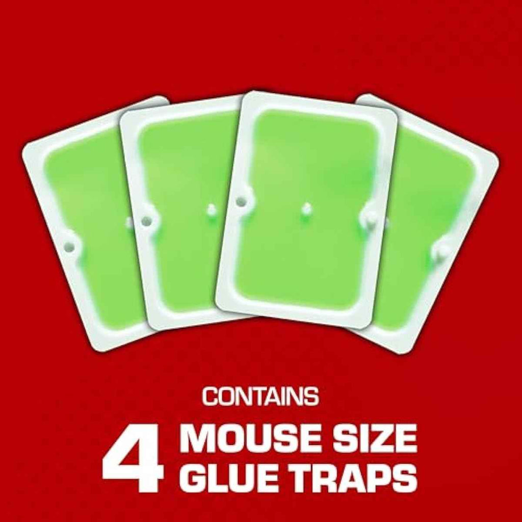 Tomcat Super Hold Glue Traps Mouse Size for Mice, Cockroaches, Spiders, and Scorpions, Ready-To-Use, 4 Traps
