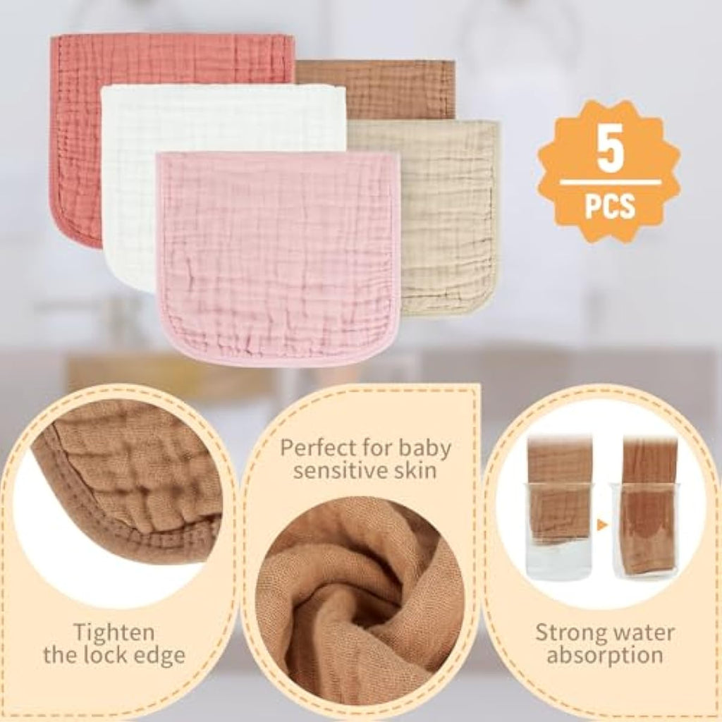 muslin 100% cotton burp cloths soft absorbent 10x20 inches baby essentials for girls and boys