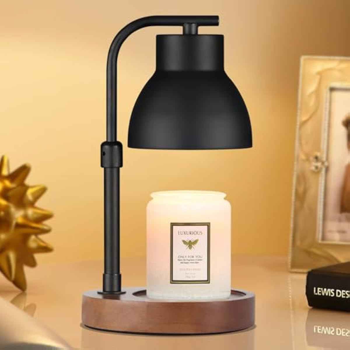 Dimmable Candle Warmer Lamp Adjustable Height Electric Wax Melt Warmer for Jar Scented Candles Suitable for Home Office Decor Birthday Gifts for Women Mom Grandma（with 2 Bulbs）