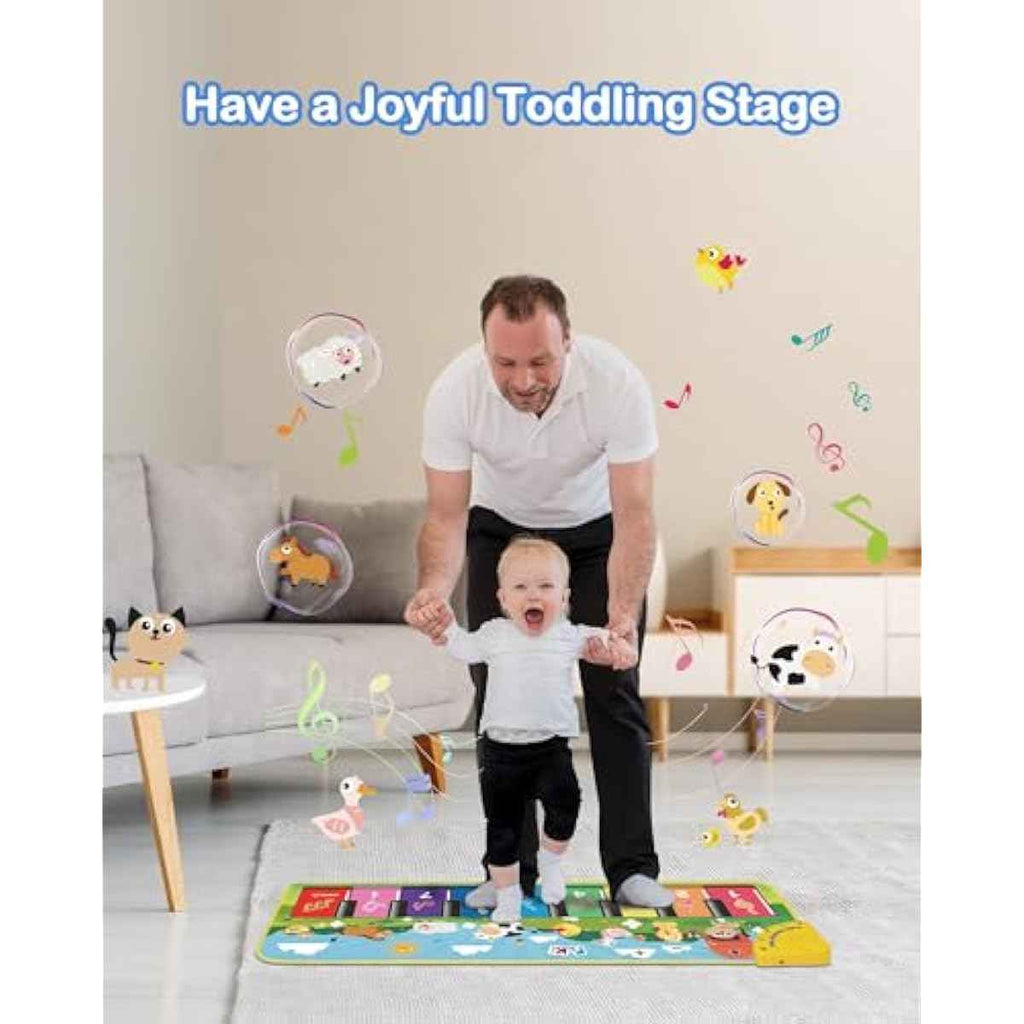FOKI Floor Piano Mat for Toddlers, Sensory Educational Dancing Musical Keyboard Carpet Toy, Animal Sounds Touch Playmat Blanket, for 1 to 5 Years Old Boy and Girl