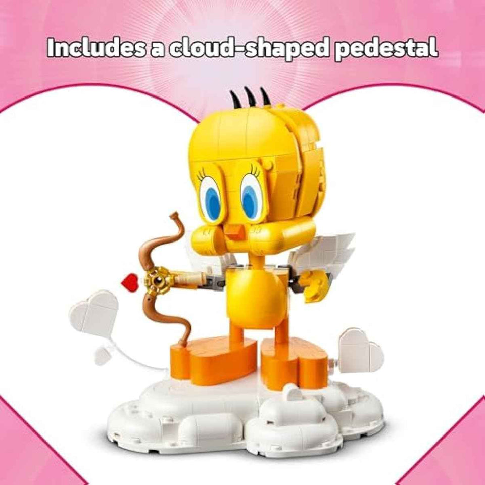 LEGO Looney Tunes Sweetheart Tweety Bird Building Toy for Adults & Kids - Tweety Figure W/Display Pedestal & Accessories for Girls & Boys, Ages 12+ - Gift & Craft for Valentine's Day - 40824