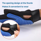 Pet Hair Removal Gloves for Dogs and Cats - 2-in-1 Deshedding Brush Massage Mitt for Shedding Control and Safe Pet Grooming 2-Pack (Blue)