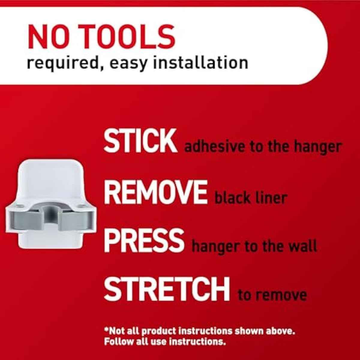 Command Broom and Mop Grippers, 2 Hangers and 4 Strips, Damage-Free Hanging Wall Mount and Mop Holder, Household Cleaning Organizer for Christmas Decorations, Holds up to 4 lb,Plastic