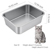 stainless steel metal cat litter box with high sides odor-free non-stick for indoor cats and kittens