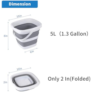Collapsible Bucket, 5L 1.3Gallon Small Cleaning Mop Buckets for Household Outdoor Car Washing Tub Plastic Foldable Portable Camping Beach Sand Water Pot Pail Space Saving Square