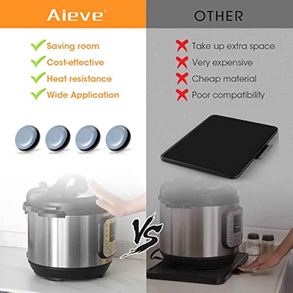 Aieve Appliance Sliders, 8 Pcs Small Appliance Slider for Countertop, Self Adhesive Home Finds Caster Wheels Rollers, Kitchen Must Have Gadgets for Stand Mixers, Coffee Makers, Air Fryers