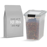 iris usa airtight weatherpro pet food storage container, up to 10 lbs, made in usa, clear/gray