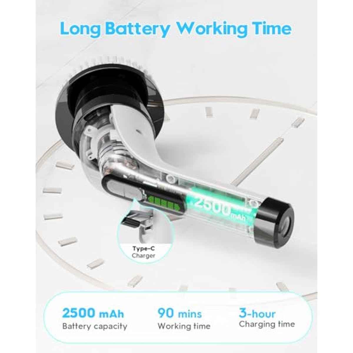 Electric Spin Scrubber for Cleaning Bathroom: Cordless Power Shower Scrubber - Electric Cleaning Brush for Tile Tub