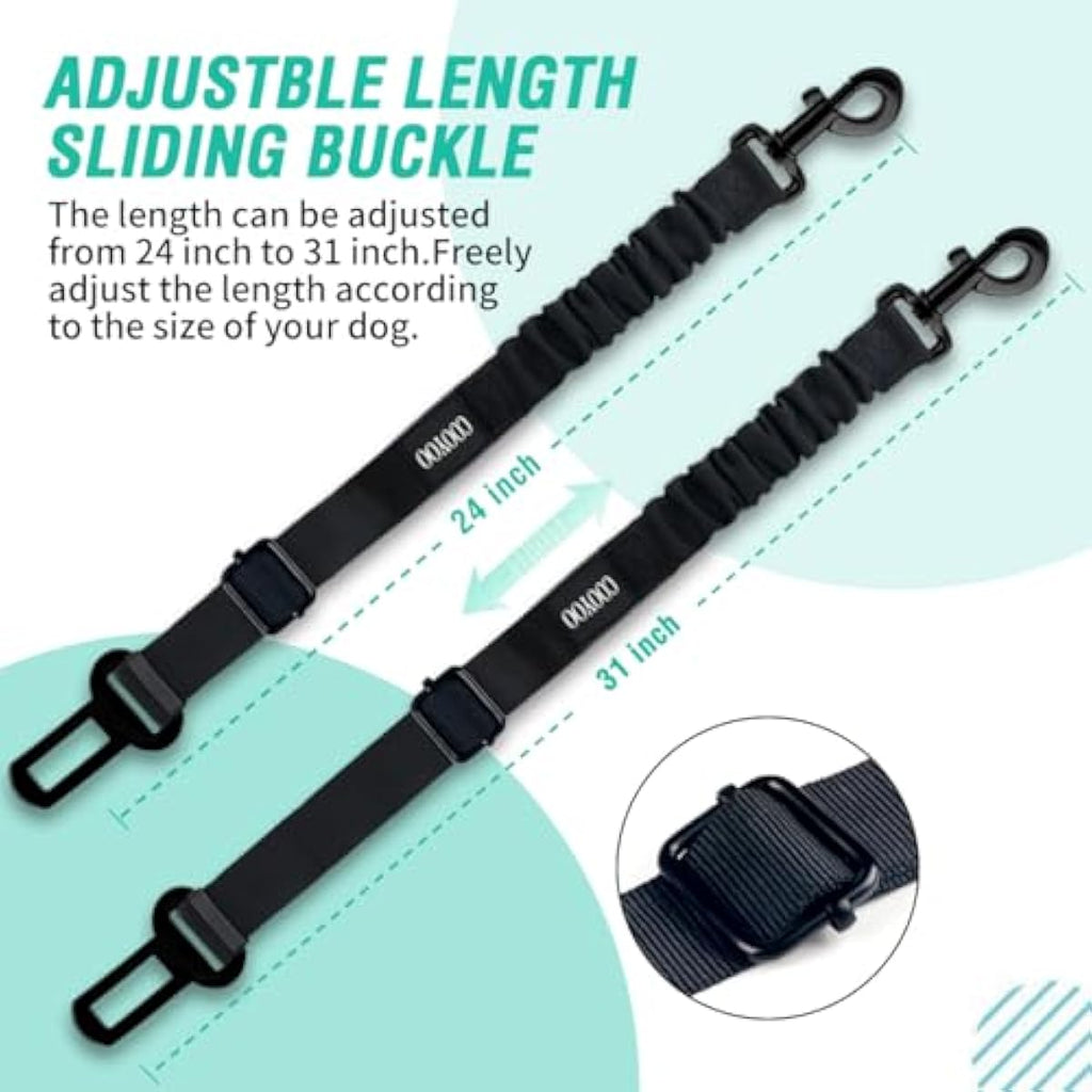 cooyoo dog seat belt 3 piece set adjustable nylon pet safety harness heavy duty elastic