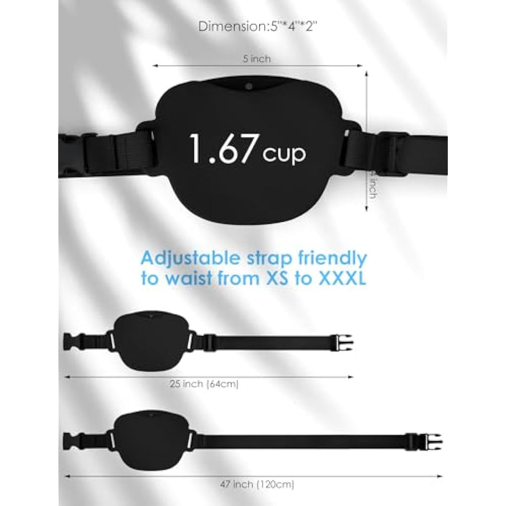black dog treat pouch with training clicker, 1.67 cup silicone treat bag fanny pack, magnetic closure, waist belt for pet training walking
