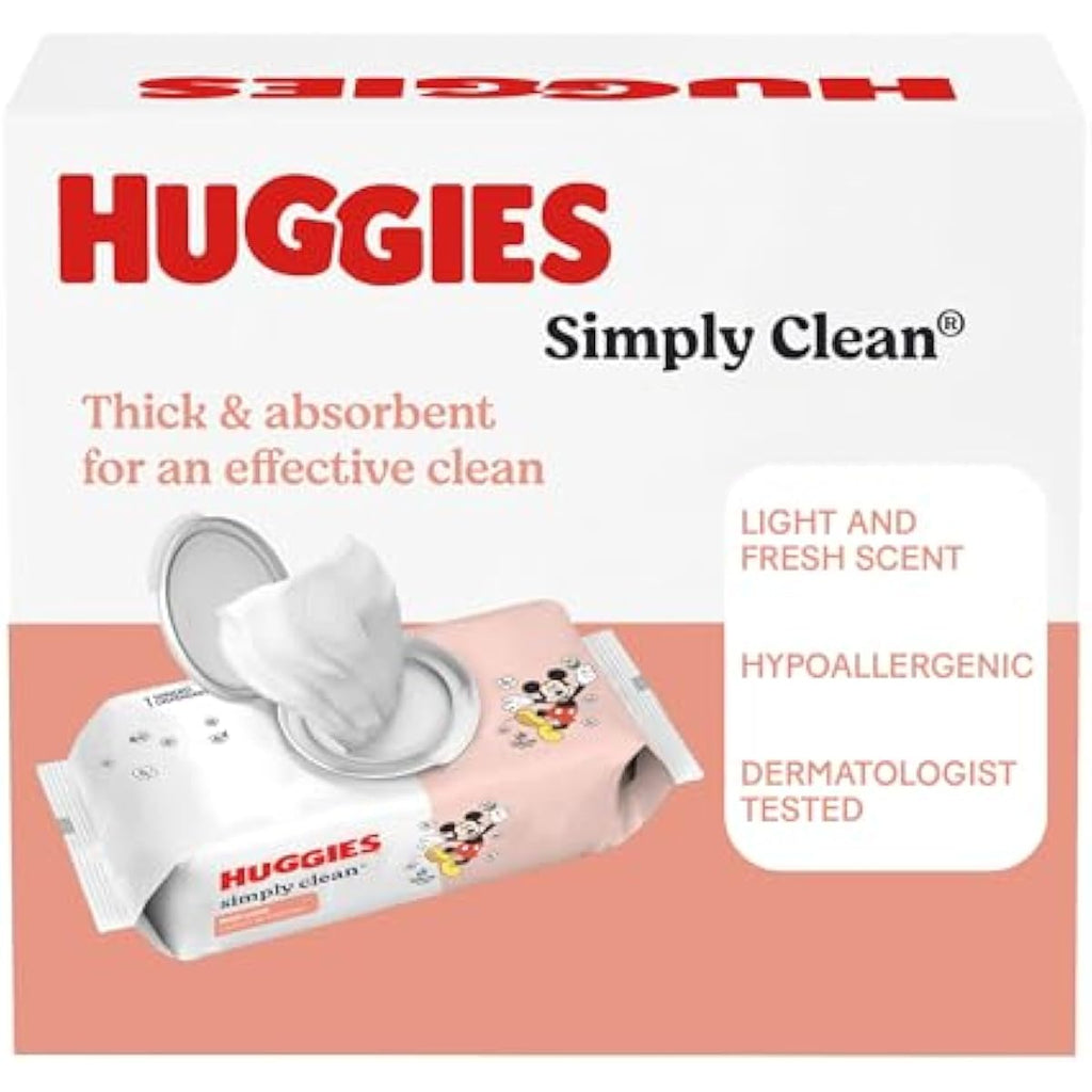huggies simply clean fresh scent baby wipes, 3 flip-top packs of 64 (192 wipes total) - 3 x 64 count