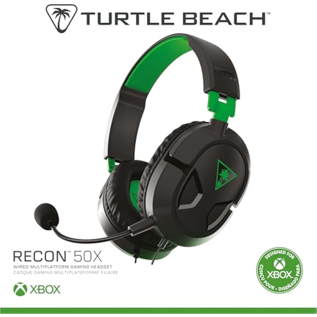 turtle beach recon 50 xbox gaming headset, 40mm speakers, removable mic, 3.5mm connection