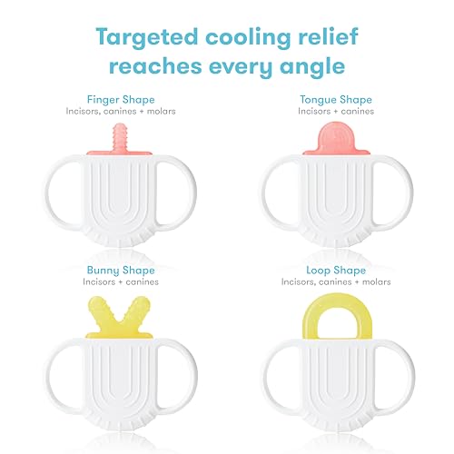 Frida Baby 4-in-1 Silicone Teether for Babies and Infants, BPA-free, 0-18 Months, Not-Too-Cold-to-Hold