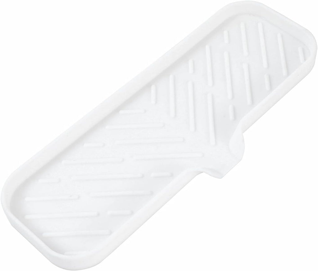 MicoYang silicone bathroom soap dish with drain spout, sink organizer, and sponge holder, 4.9 x 3.2 inches