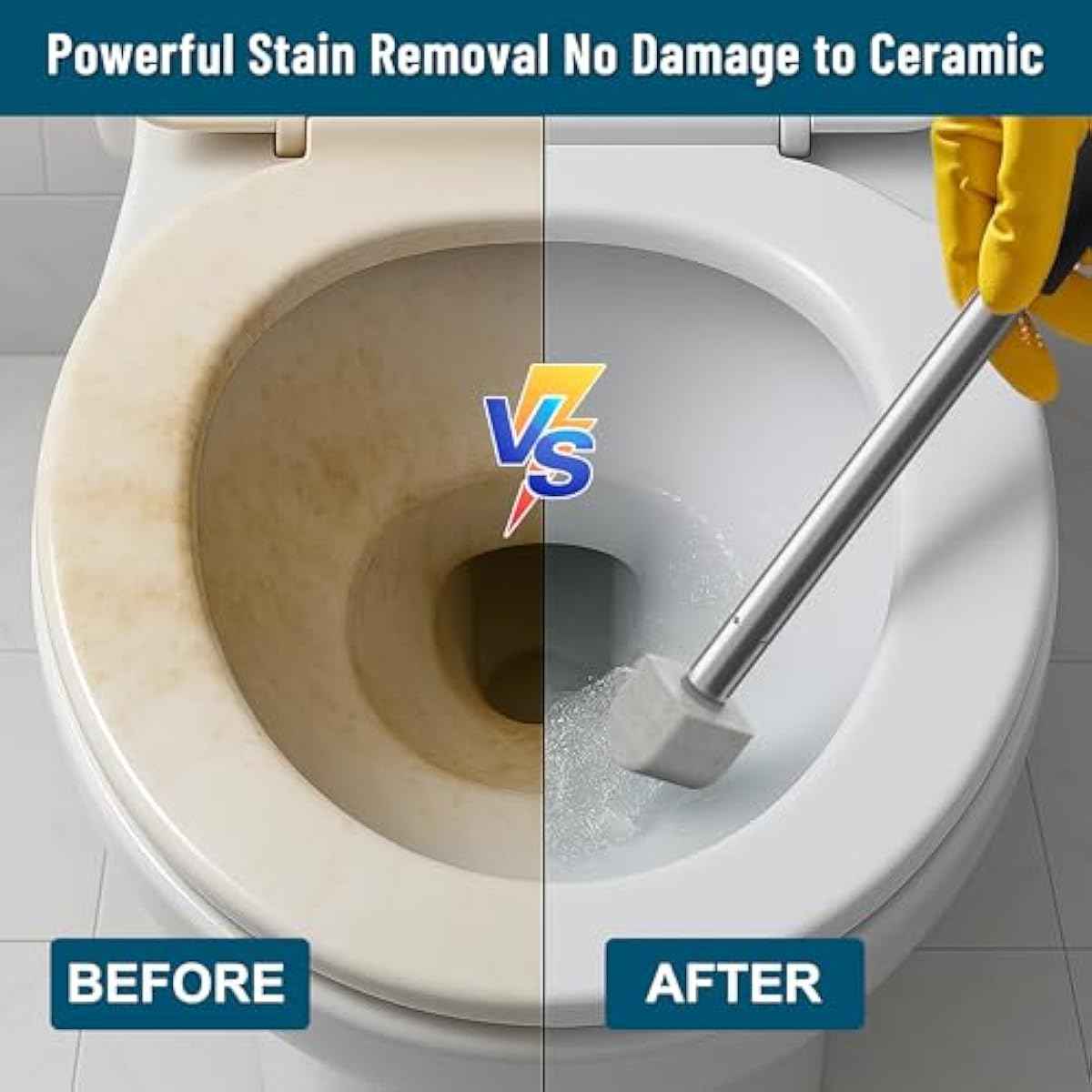Pumice Stone Toilet Bowl Cleaner,16.7Inch Toilet Pumice Stone with Handle Cleans Hard Water Ring Calcium Buildup&Stains for Toilet Bath Kitchen Household Cleaning（Black