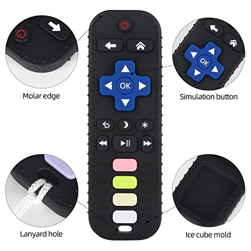 chuya baby teether toy tv remote control shape 3-24 months black food-grade silicone