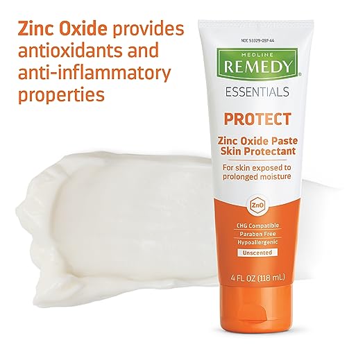 Medline Remedy Essentials Zinc Oxide Unscented Skin Protectant 4 oz Tube, Barrier Incontinence Cream