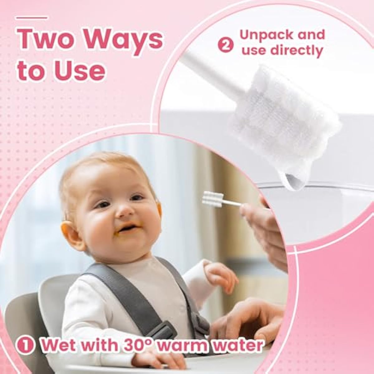 Baby VUXHUAR Tongue Cleaner, 48-Count, Soft Disposable Oral Care Gauze Swabs for 0-36 Months Newborns