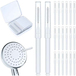 Shower Head Cleaning Brush for Small Hole,Multifunctional Shower Head Cleaner Tool Anti-Clogging Nozzle with Storage Boxes, Showerhead Cleaning Brushes Picks for Household Bathroom, White