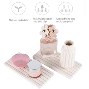 2 PCS water absorbent diatomite coasters with natural stone drying mat for kitchen counter accessories