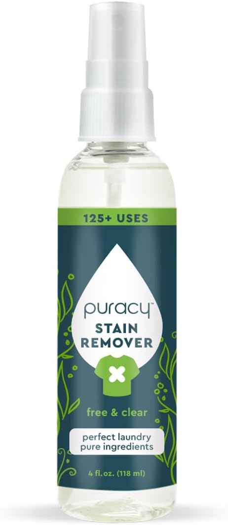 Puracy Stain Remover, Natural Travel and Laundry Stain Cleaner for Clothes, Baby Essentials, Kids Stains, Oil and Fabric Spot Cleaner, Unscented (Stain Remover Spray, 48 fl oz)