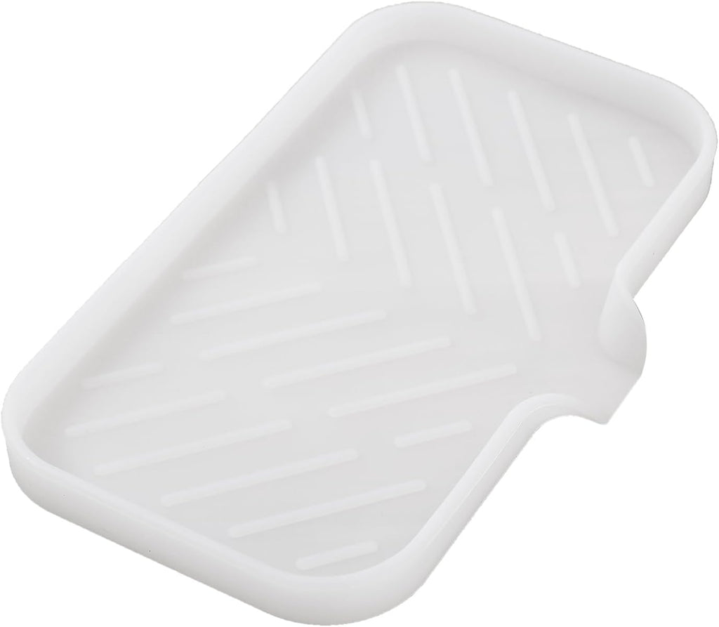 MicoYang silicone bathroom soap dish with drain spout, sink organizer, and sponge holder, 4.9 x 3.2 inches