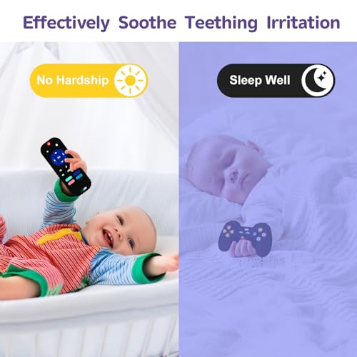 Hooku 2 Pack silicone teething toys for babies 0-6 months, teethers for babies 6-12 months with remote teether, sensory toys