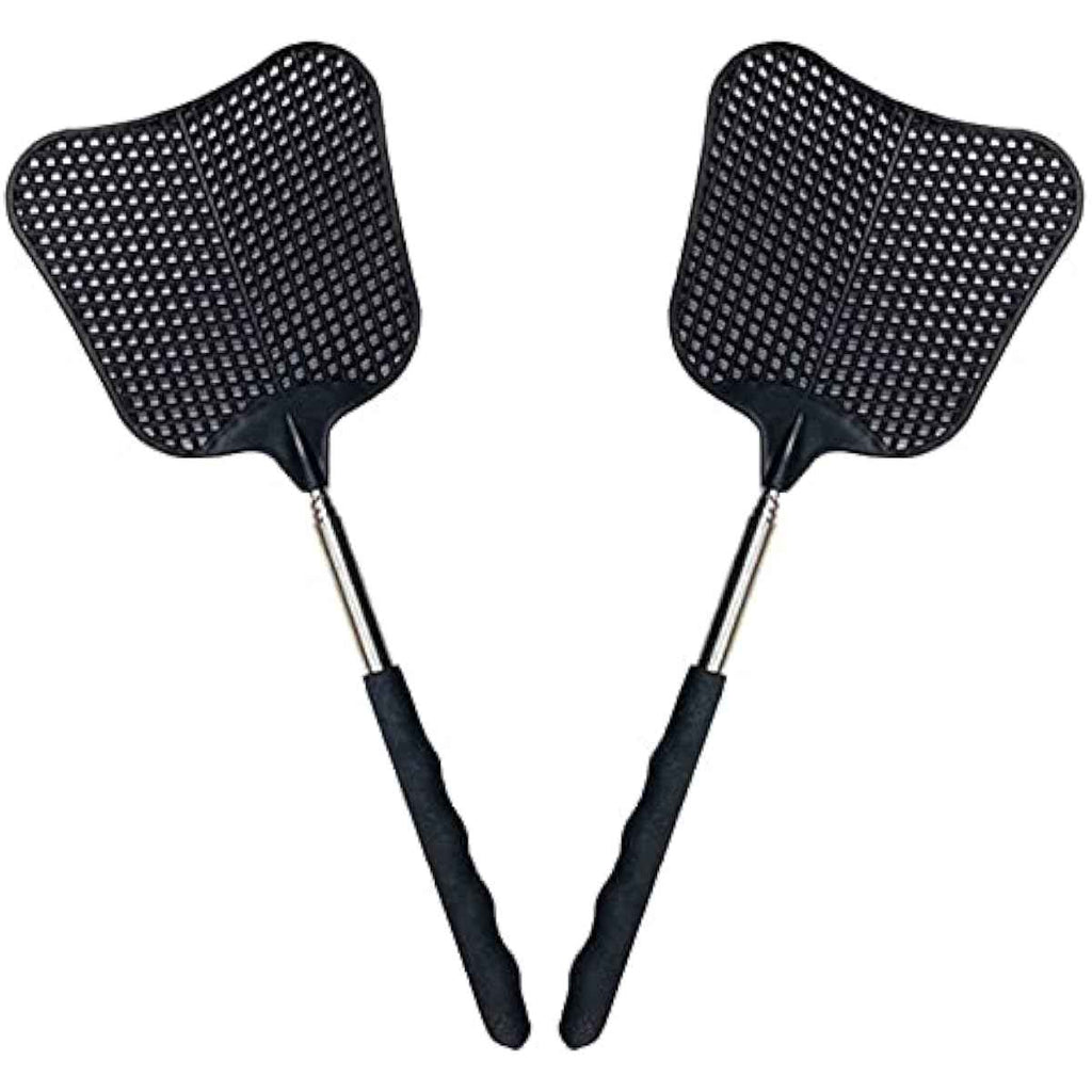 Foxany Telescopic Fly Swatters, Durable Plastic Fly Swatter Heavy Duty Set, Flyswatter with Stainless Steel Handle for Indoor/Outdoor/Classroom (2 Pack)